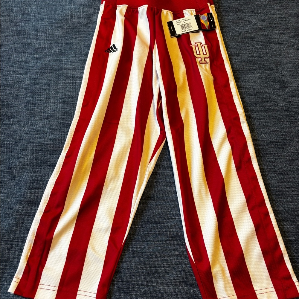 Indiana Hoosiers Adidas Crimson and Cream Candy Striped Tearaways